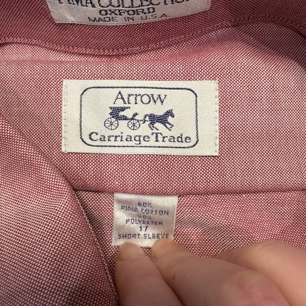 Arrow Men's Maroon Short Sleeve 60% Pima Cotton Dress Shirt NWT Read description - Picture 3 of 5
